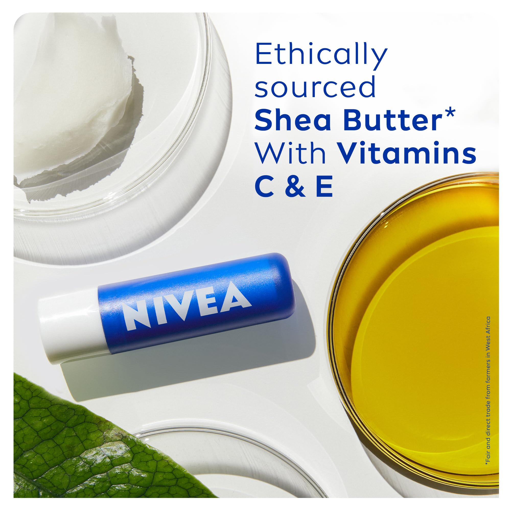NIVEA Original Care Lip Balm Duo Pack (2x 4.8g) - 24H Hydration, 100% Natural Ingredients with Shea Butter & Vitamins - Perfect for Dry Lips, Winter Care & Daily Moisturizing