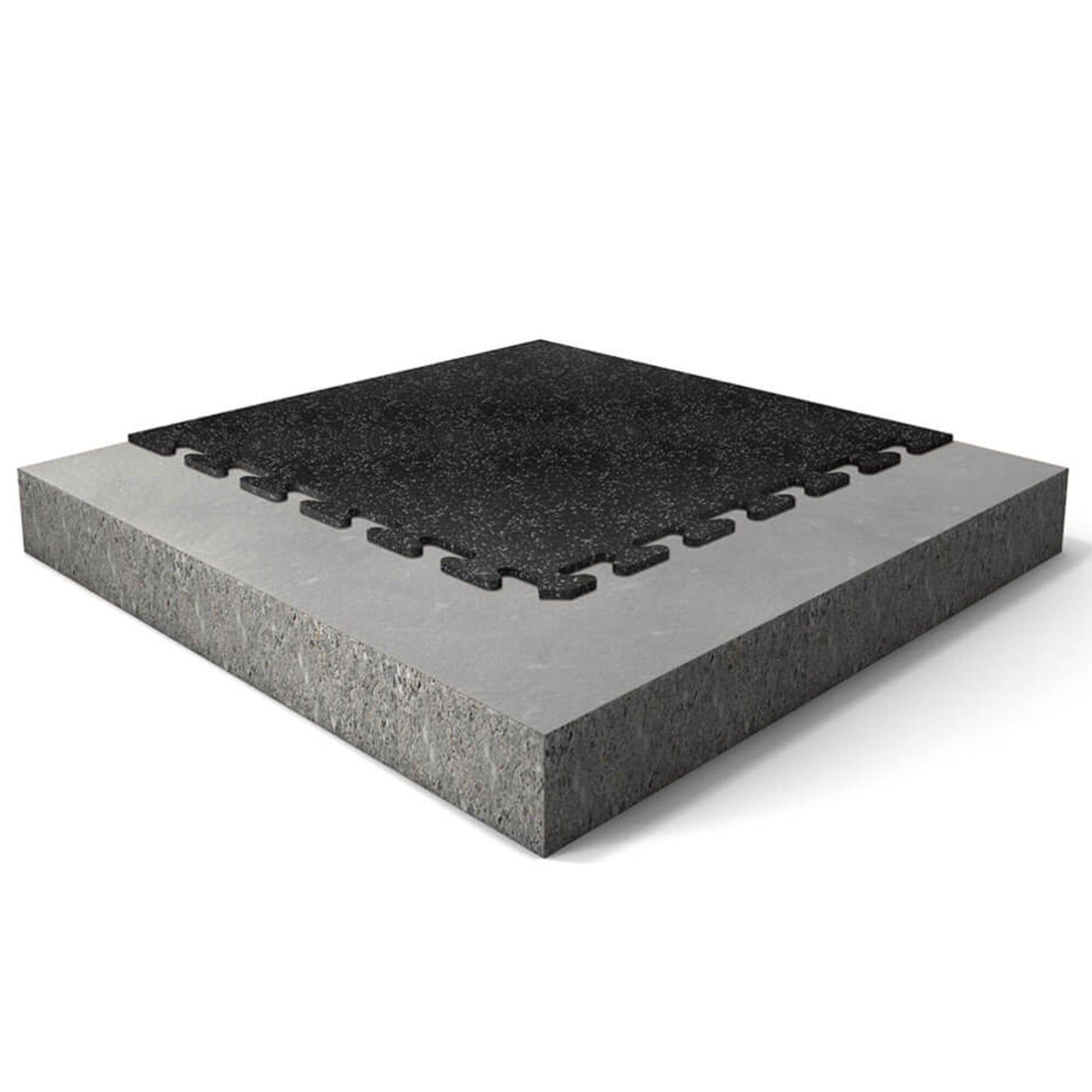 24 x 24 Regupol Activlok Interlocking Rubber Floor Tiles with Border - Shock Absorbent Gym Flooring for Home Workouts, Playrooms & Commercial Fitness Centers