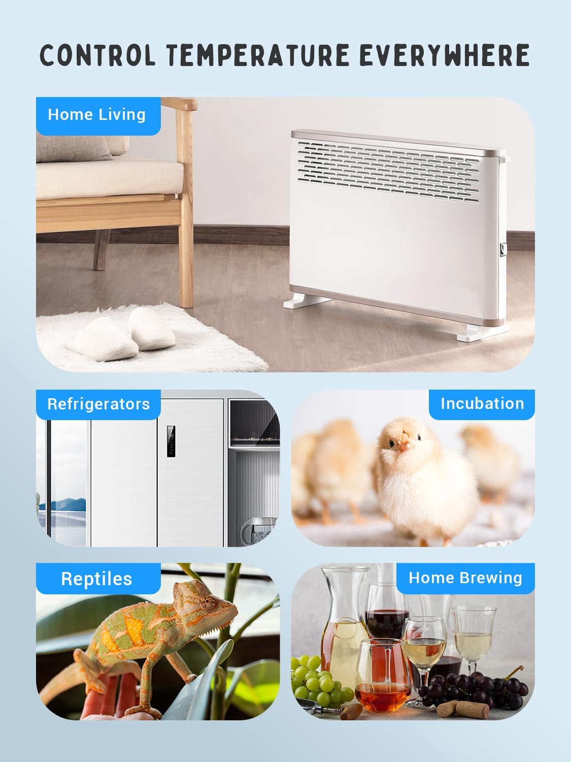 INKBIRD WiFi Smart Plug Thermostat 1800W 15A - Heating & Cooling Controller with Timer & Countdown Mode for Home, Greenhouse, Reptile Tank & Aquarium