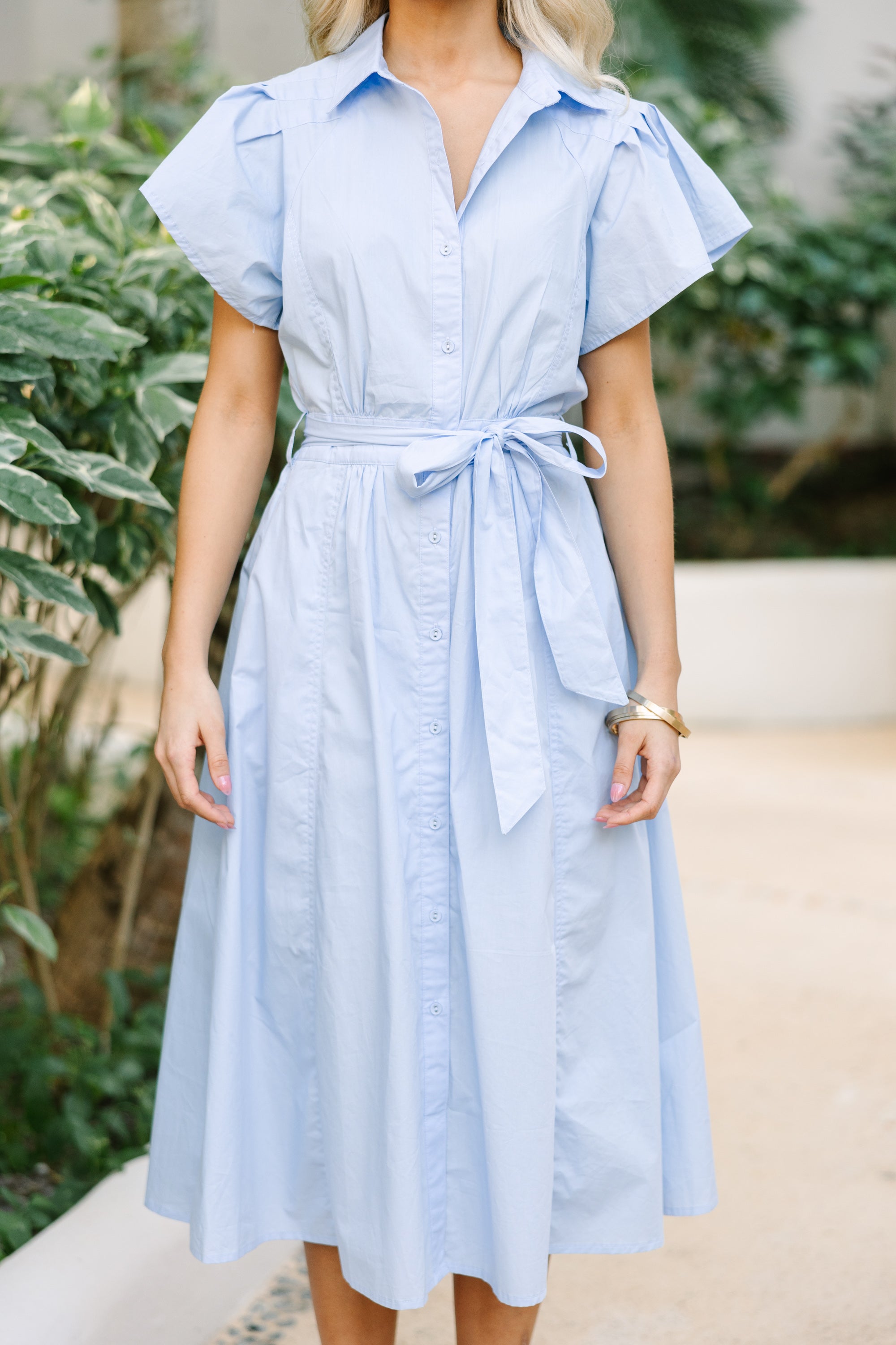 All In A Dream Light Blue Midi Dress - Women's Flowy Summer Dress for Beach, Wedding & Casual Wear