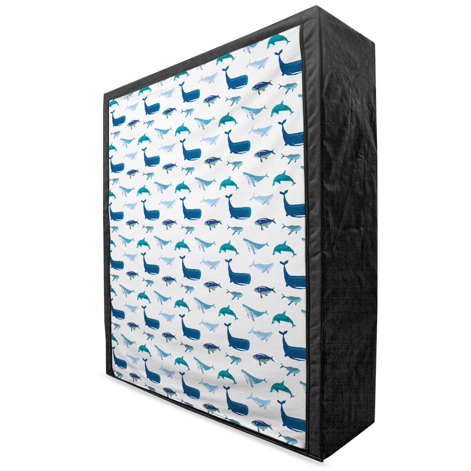 Ambesonne Whale Portable Fabric Wardrobe - Hand Drawn Nautical Style with Marine Characters, 59