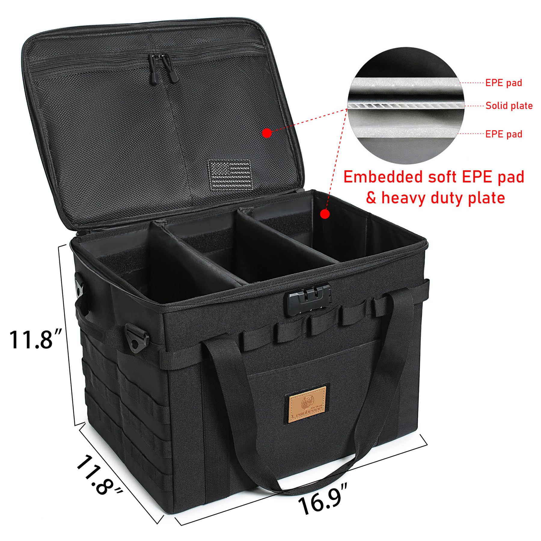 38L Tactical Camping Storage Bag - Waterproof Utility Tote Organizer with Combination Lock & Adjustable Shoulder Strap | Perfect for Outdoor Adventures, Hiking Gear Storage & Emergency Preparedness