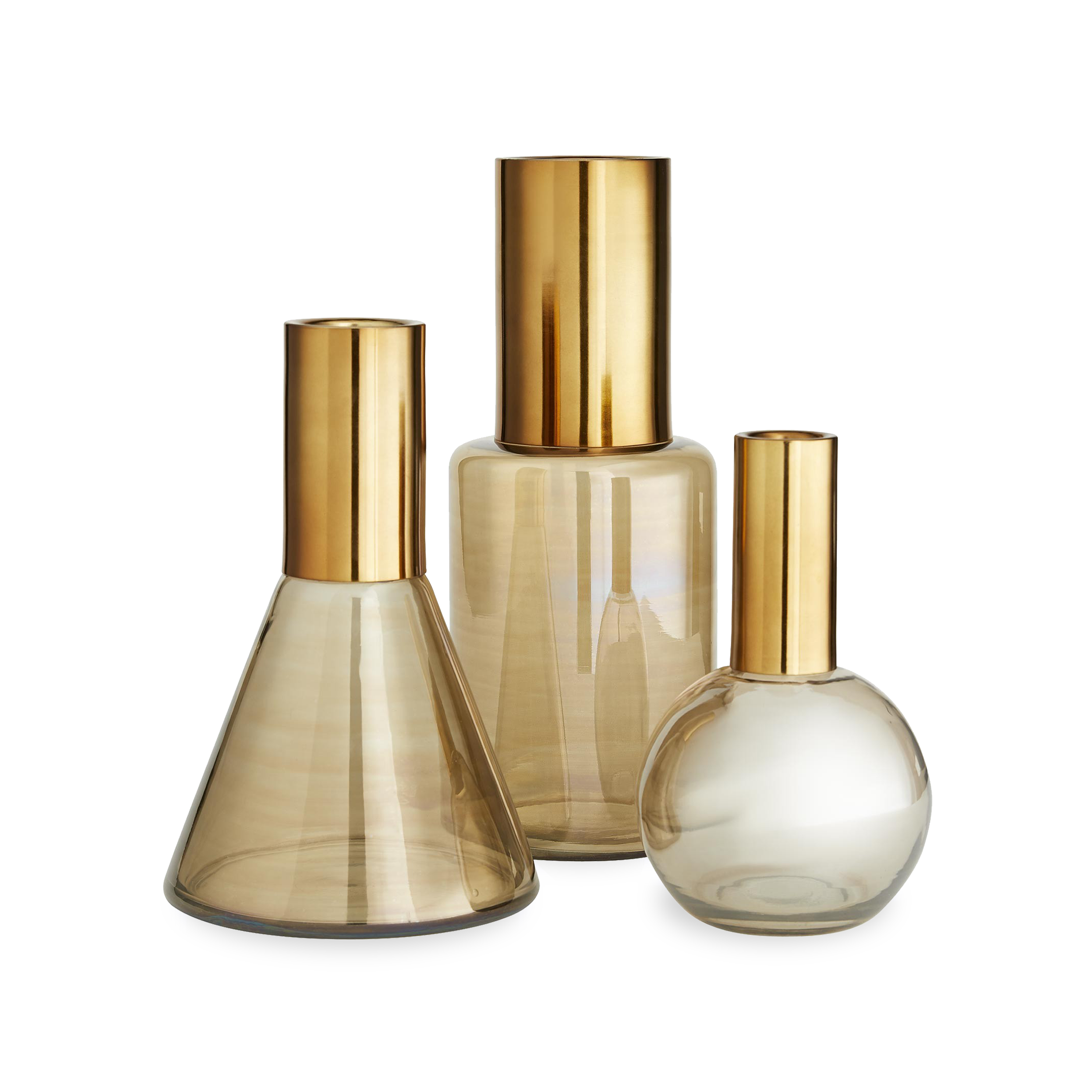Luster Beaker Vases - Modern Glass Flower Vases for Home Decor, Wedding Centerpieces & Office Desk Decorations