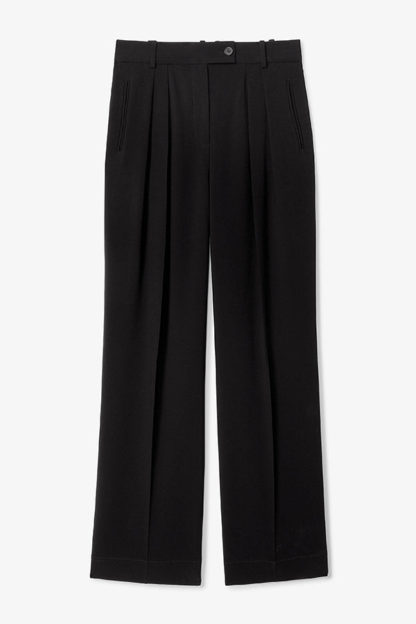 Bia Pleated Trousers for Women - Everyday Crease Resistant Black Dress Pants for Work & Office Wear