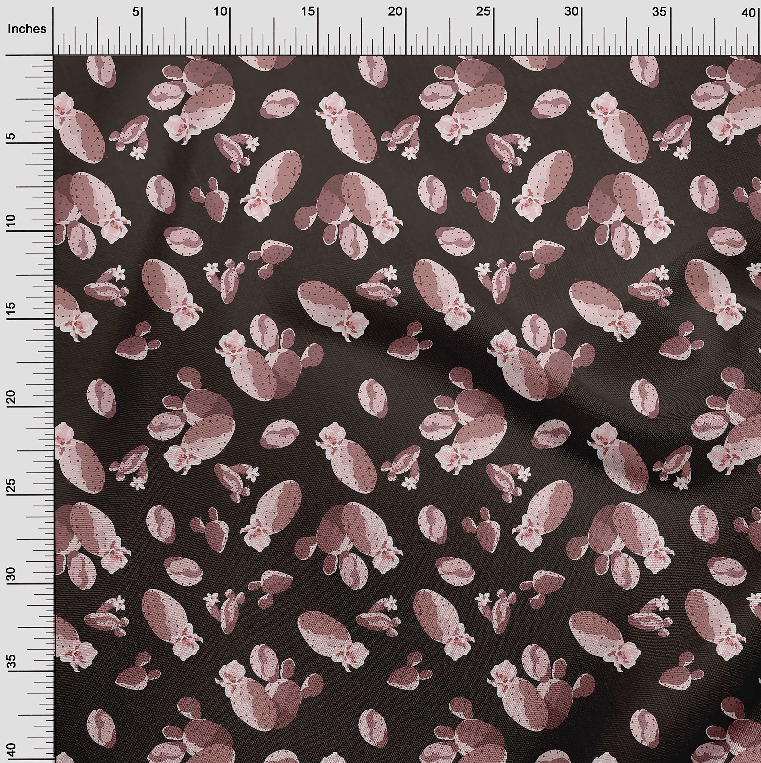 oneOone Viscose Chiffon Pink Cactus Print Fabric by The Yard - 42 Inch Wide Flowy Dress Material for Summer Dresses, Blouses & DIY Fashion Projects