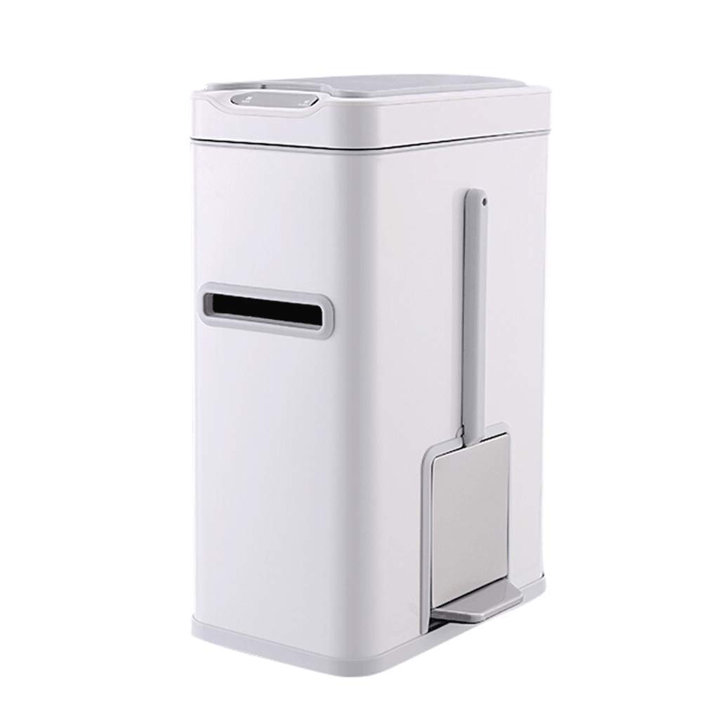 Automatic Induction Smart Trash Can - 430 Stainless Steel 3-in-1 Electric Flip Lid Garbage Bin for Kitchen, Bathroom & Home (White) | Touchless, Hygienic Waste Disposal Solution