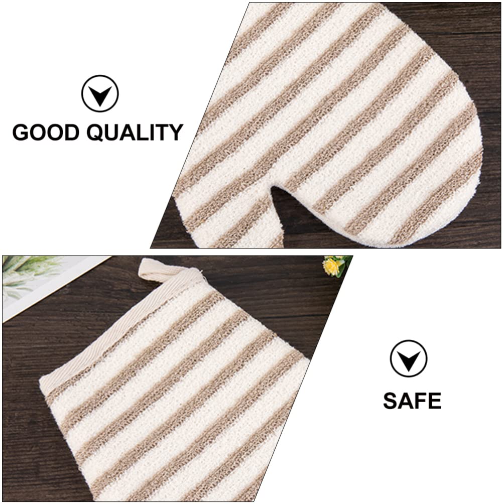 Beaupretty 6-Piece Bath Towel Gloves Set with Exfoliating Mitt, Tiny Straw Hat & Flax Stripes Scrubber - Soft Back Cleaning Kit for Shower, Spa & Body Care