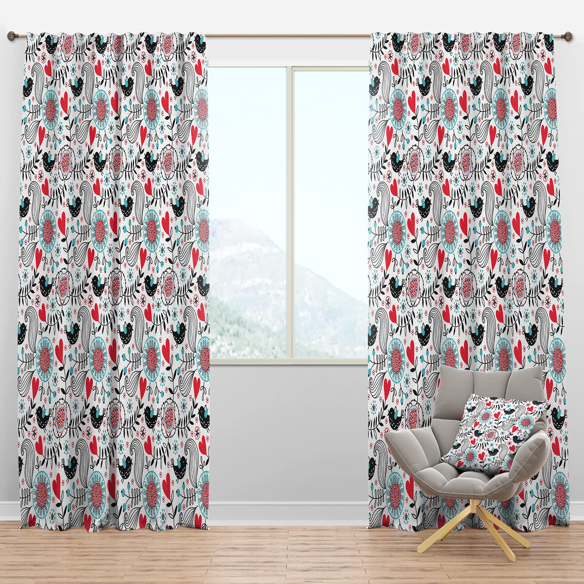 DesignQ Blackout Curtains - Romantic Floral Pattern Thermal Insulated Window Drapes for Bedroom & Living Room (52x90, Single Panel) - Perfect for Light Blocking, Privacy & Energy Saving