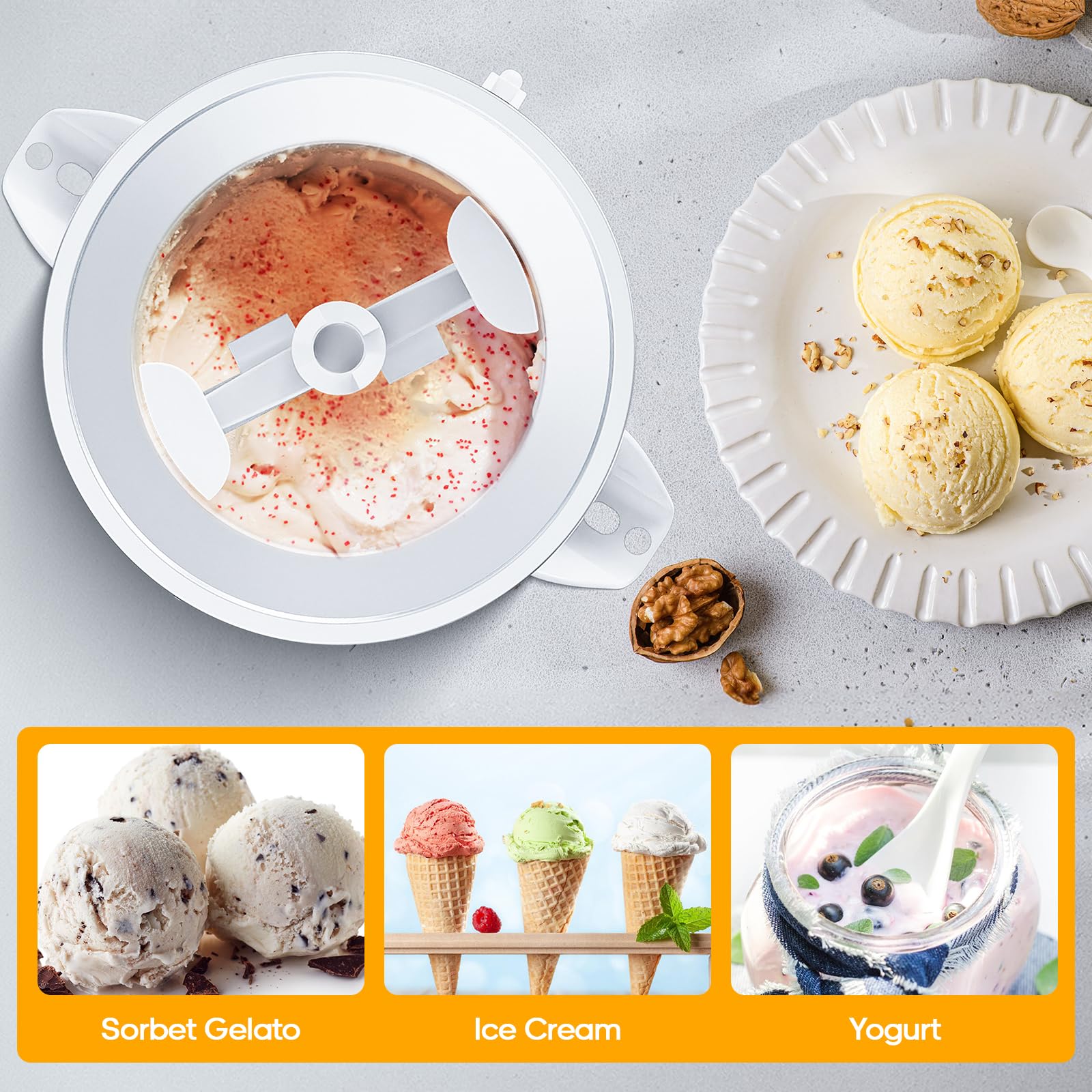 KitchenAid Ice Cream Maker Attachment - Compatible with 4.5 Qt & Larger Stand Mixers | Homemade Ice Cream, Gelato & Sorbet Maker | Perfect for Summer Treats & Family Desserts