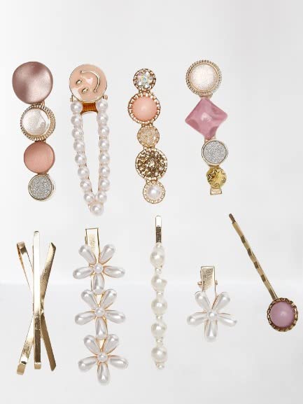 SIYAA Geometric Hollow Metal Hair Clips for Women - Korean Pearl Barrettes & Hairpins - Perfect for Weddings, Parties and Everyday Styling