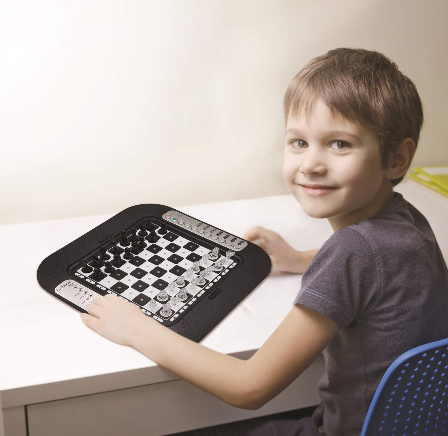 Lexibook Chessman® FX Electronic Chess Game - Tactile Keyboard, Light & Sound Effects, 32 Pieces, 64 Difficulty Levels - Perfect for Family Game Nights & Strategy Training (Black/Grey, Model CG1335)