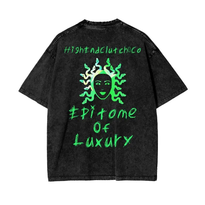 Premium Medusa Graphic Oversized Acid Wash T-Shirt - 250 GSM Heavyweight Cotton - Streetwear, Casual Wear & Festival Outfit