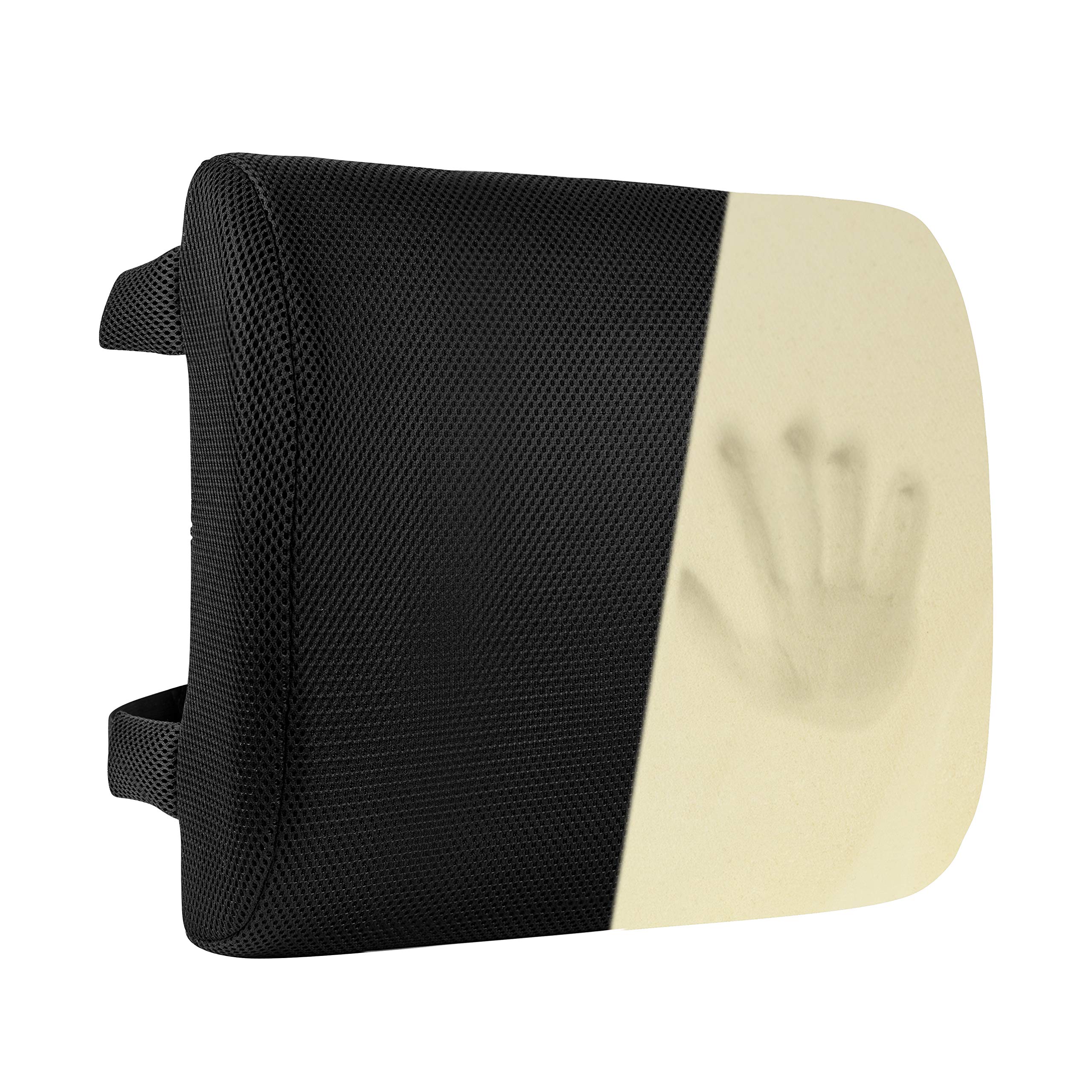 Premium Memory Foam Lumbar Support Cushion for Office & Car Chairs - Ergonomic Back Pain Relief Pillow (Black, 1 Count) - Perfect for Long Work Hours, Road Trips & Home Office Comfort