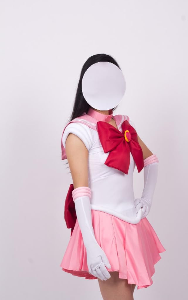Anime Chibimoon Cosplay Pink Wig & Dress Set - Women's Pink Halloween Costume for Anime Conventions, Cosplay Events & Themed Parties