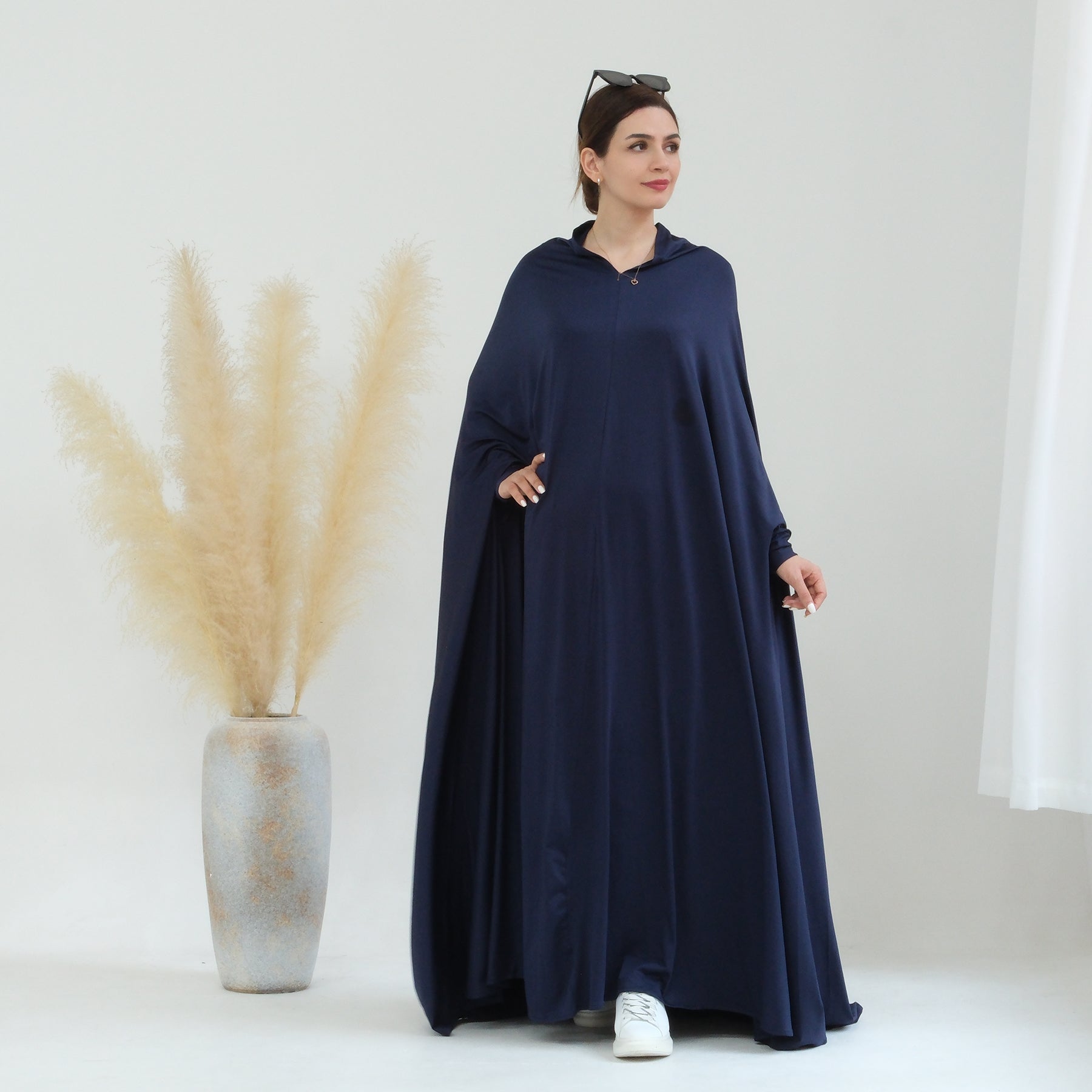 Awra Cape Hijab Combo - Navy Blue Modest Muslim Scarf & Shawl Set for Women - Perfect for Prayer, Work, and Everyday Wear