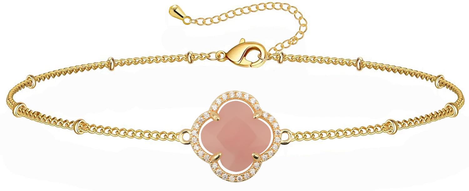 18K Gold Plated Lucky Clover Crystal Adjustable Bracelet for Women - Elegant Adjustable Fashion Jewelry, Birthday Gift for Her - Perfect for Everyday Wear, Special Occasions & Gift Giving