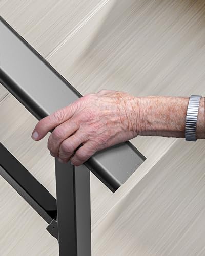 GARVEE 4-Step Outdoor Handrail - Durable Aluminum Alloy Stair Railing for Concrete Steps, Porch & Exterior Safety - Perfect for Home Entryways, Decks, and Patios (4 Steps)