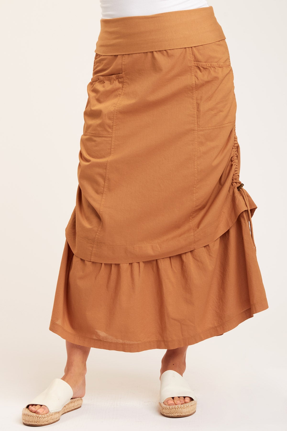 Baroness Skirt in Terra Cotta - Women's High Waisted A-Line Midi Skirt for Casual & Office Wear | Perfect for Summer Outfits & Date Nights