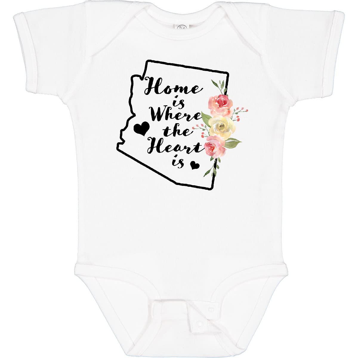 Inktastic Arizona Home is Where The Heart is Watercolor Baby Bodysuit - Soft Cotton Onesie for Newborns, Infants & Toddlers - Perfect for Family Photos, Holidays & Everyday Wear