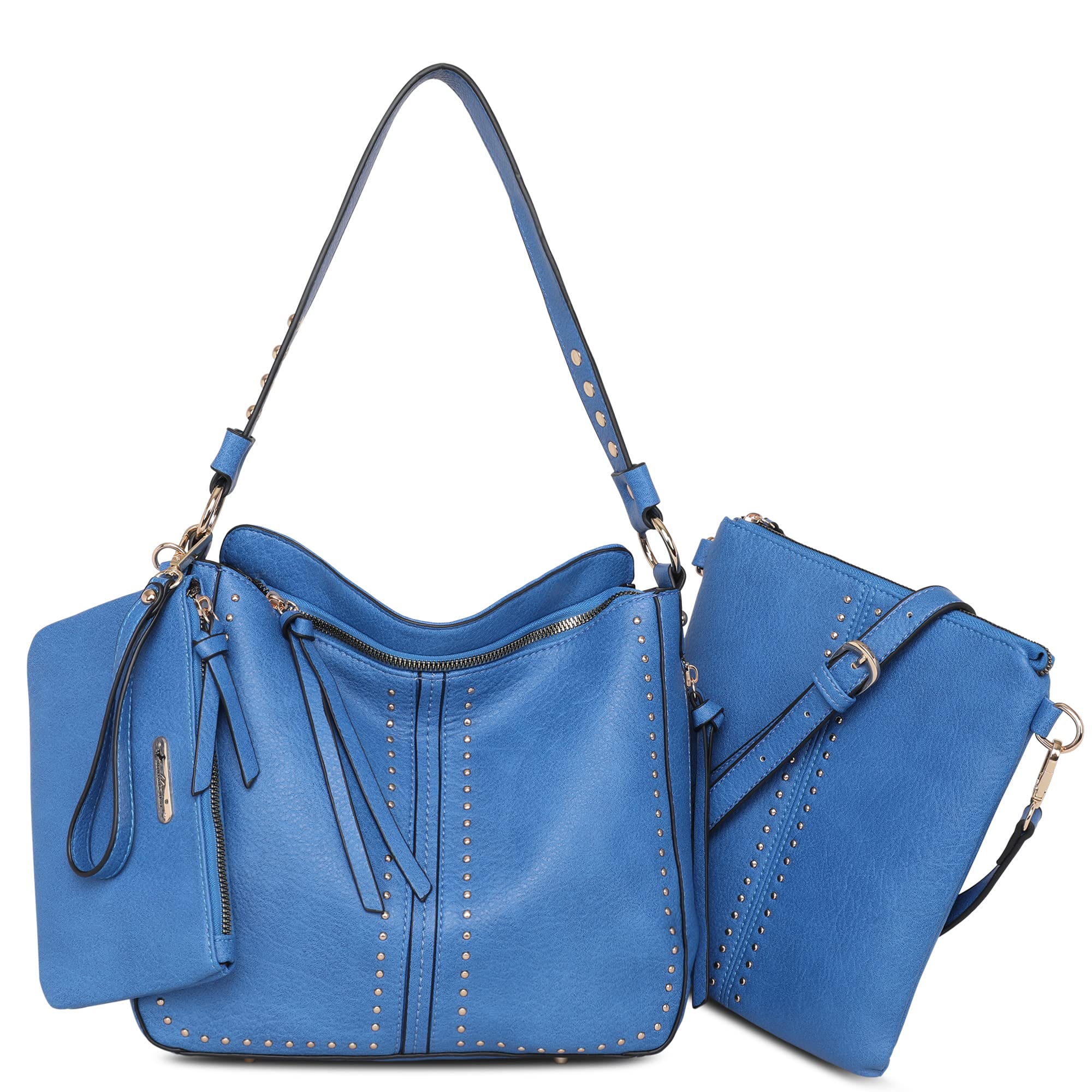 Montana West Women's Leather Concealed Carry Tote Handbag - Stylish Hobo Shoulder Purse for Everyday Use, Travel & Work (3-Piece Set)