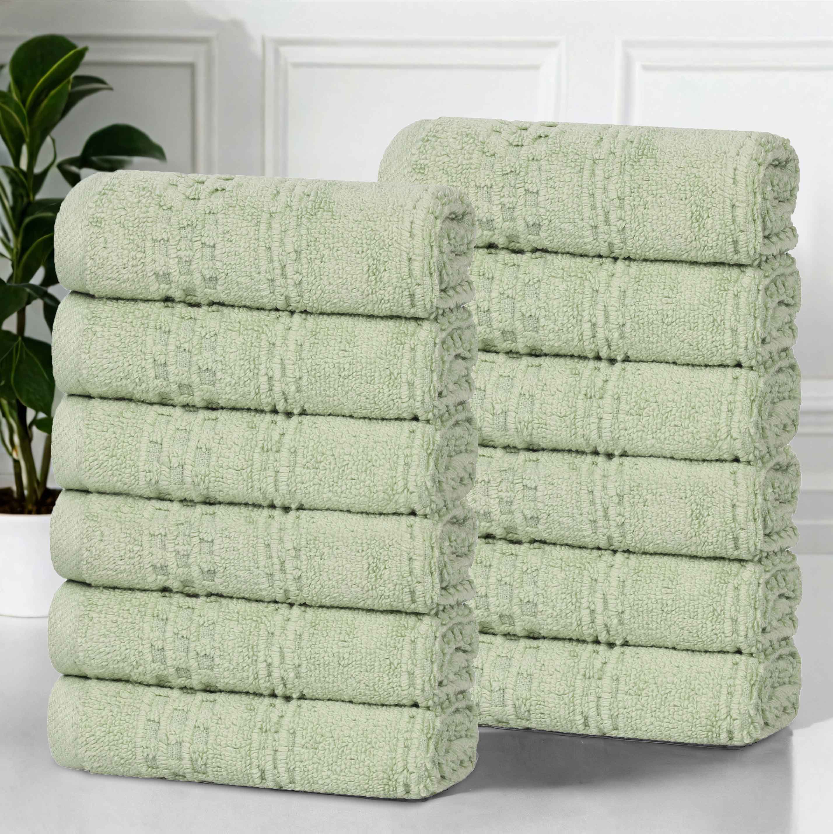 Playa Zero Twist Cotton Solid Waffle Textured Face Towels - Set of 12 | Soft & Absorbent Bath Towels for Spa, Gym & Travel | Eco-Friendly Cotton Washcloths for Home & Hotel Use