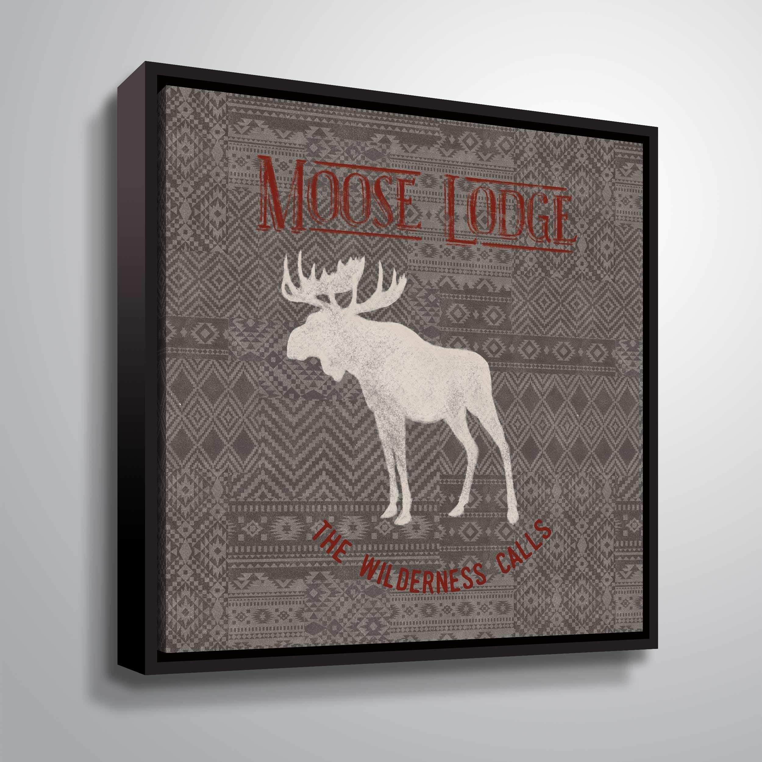 ArtWall Janelle Penner 'Soft Lodge IV Dark with Red' Gallery Wrapped Floater-Framed Canvas Art Print - 10x10 Inches, Red & Brown Winter Cabin Decor - Perfect for Living Room, Bedroom or Office Wall Decor