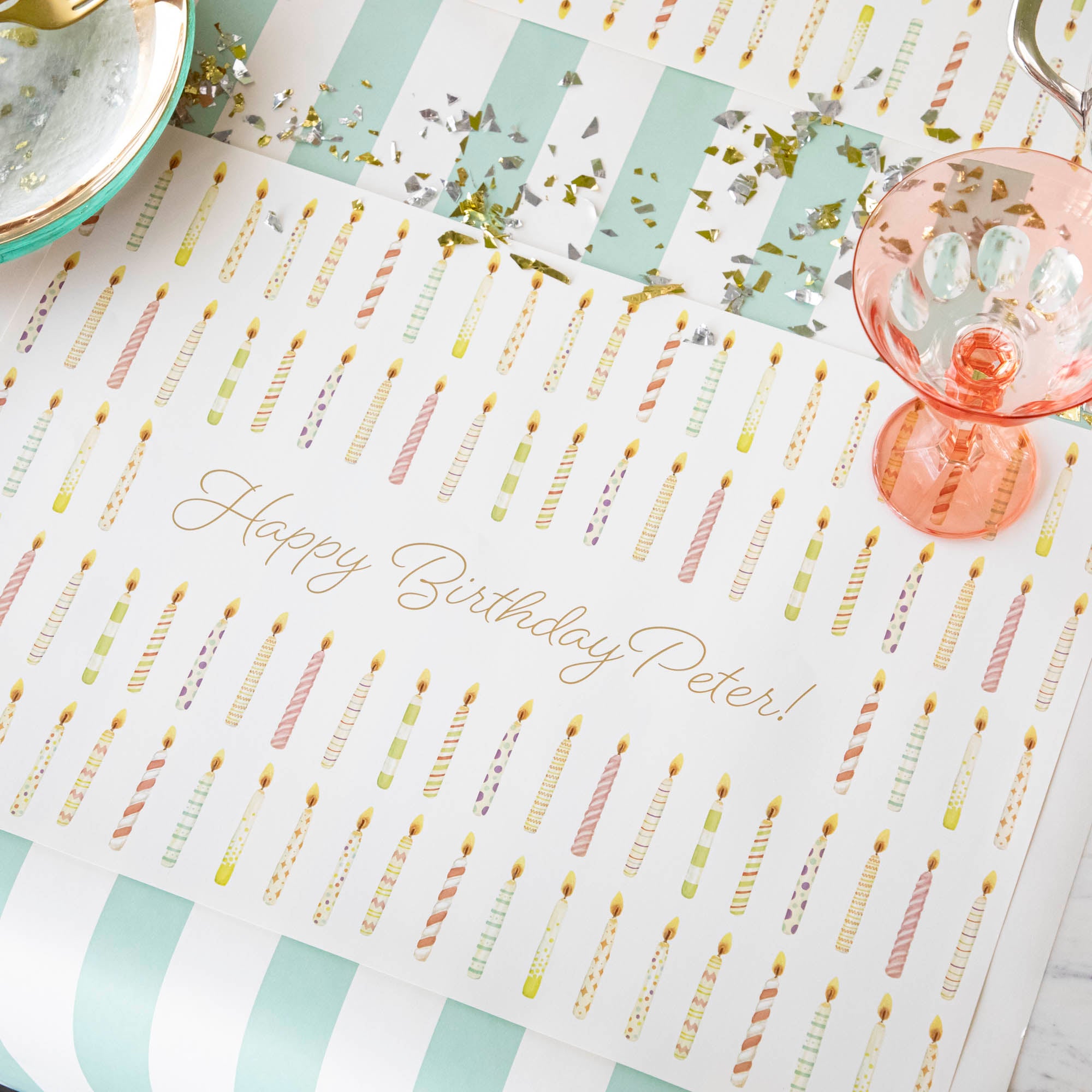 Personalized Birthday Candles Placemat - Custom Name & Age Celebration - Perfect for Birthday Parties, Cakes, and Special Occasions
