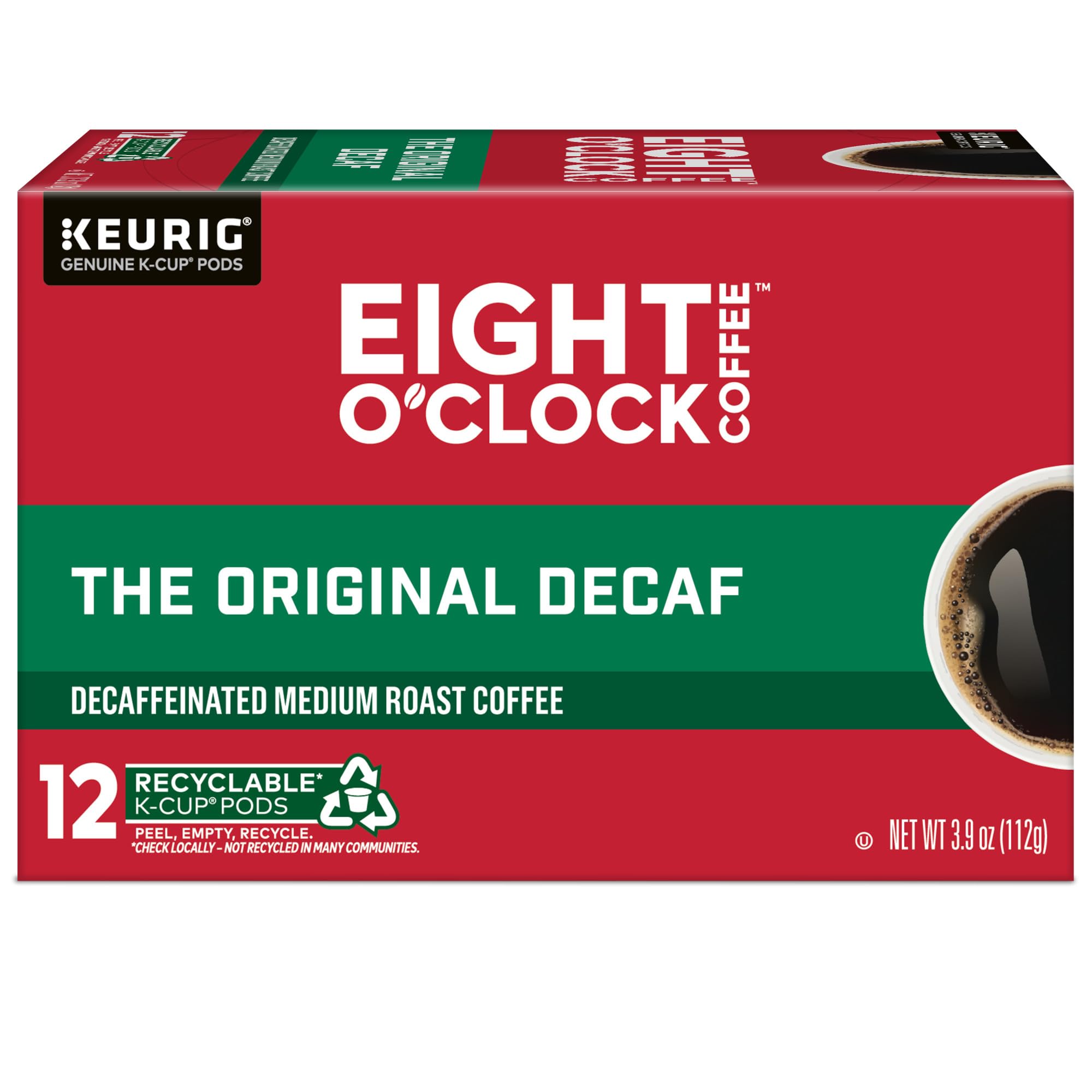 Eight O'Clock Coffee The Original Decaf K-Cup Pods - Medium Roast, 72 Count (6 Packs of 12) | Single-Serve Coffee for Keurig Brewers | Perfect for Home, Office & Morning Routine