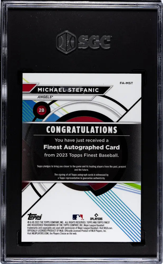 2023 Topps Finest Baseball Michael Stefanic Rookie Card Blue Refractor Auto SGC 9.5 /150 - Perfect for Collectors, Investment & Baseball Memorabilia Displays