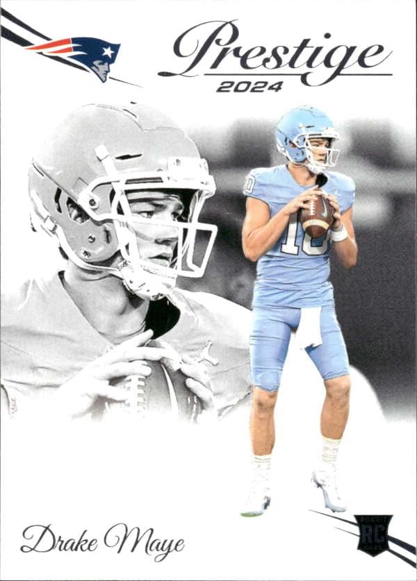2024 Panini Prestige #304 Drake Maye Rookie Card - New England Patriots Official NFL Trading Card | Collectible Sports Memorabilia for Fans & Investors