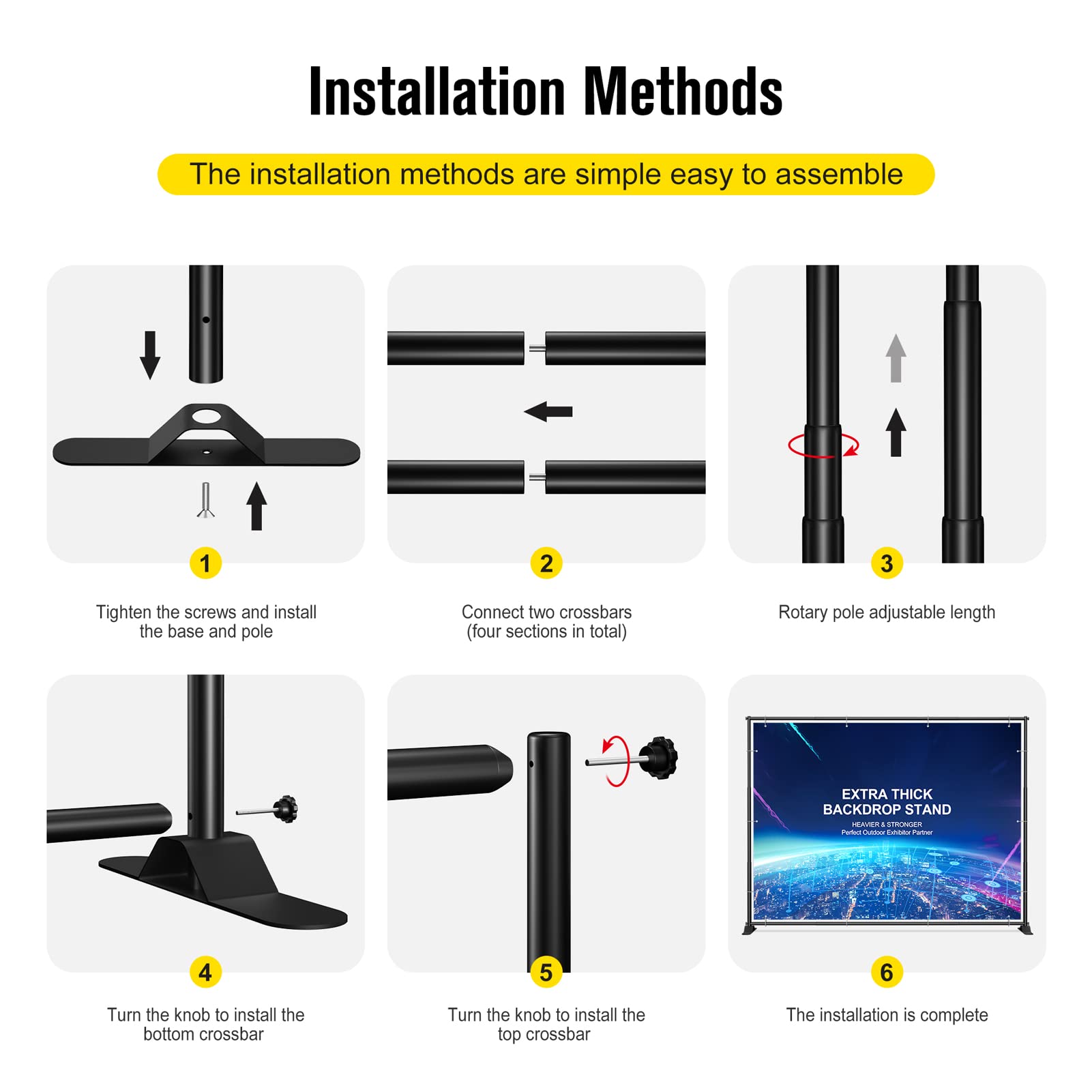 SunyesYo Adjustable Backdrop Banner Stand - Portable Display Stand for Trade Shows, Events & Photo Backdrops | Perfect for Exhibitions, Retail Displays & Professional Photography