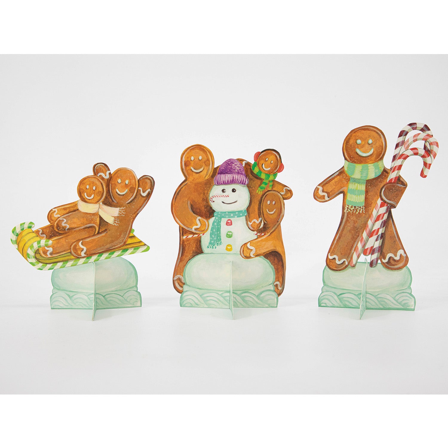 Festive Gingerbread Table Ornaments - Christmas Tree Decorations & Holiday Home Decor for Dining Table, Mantel, and Party Centerpieces