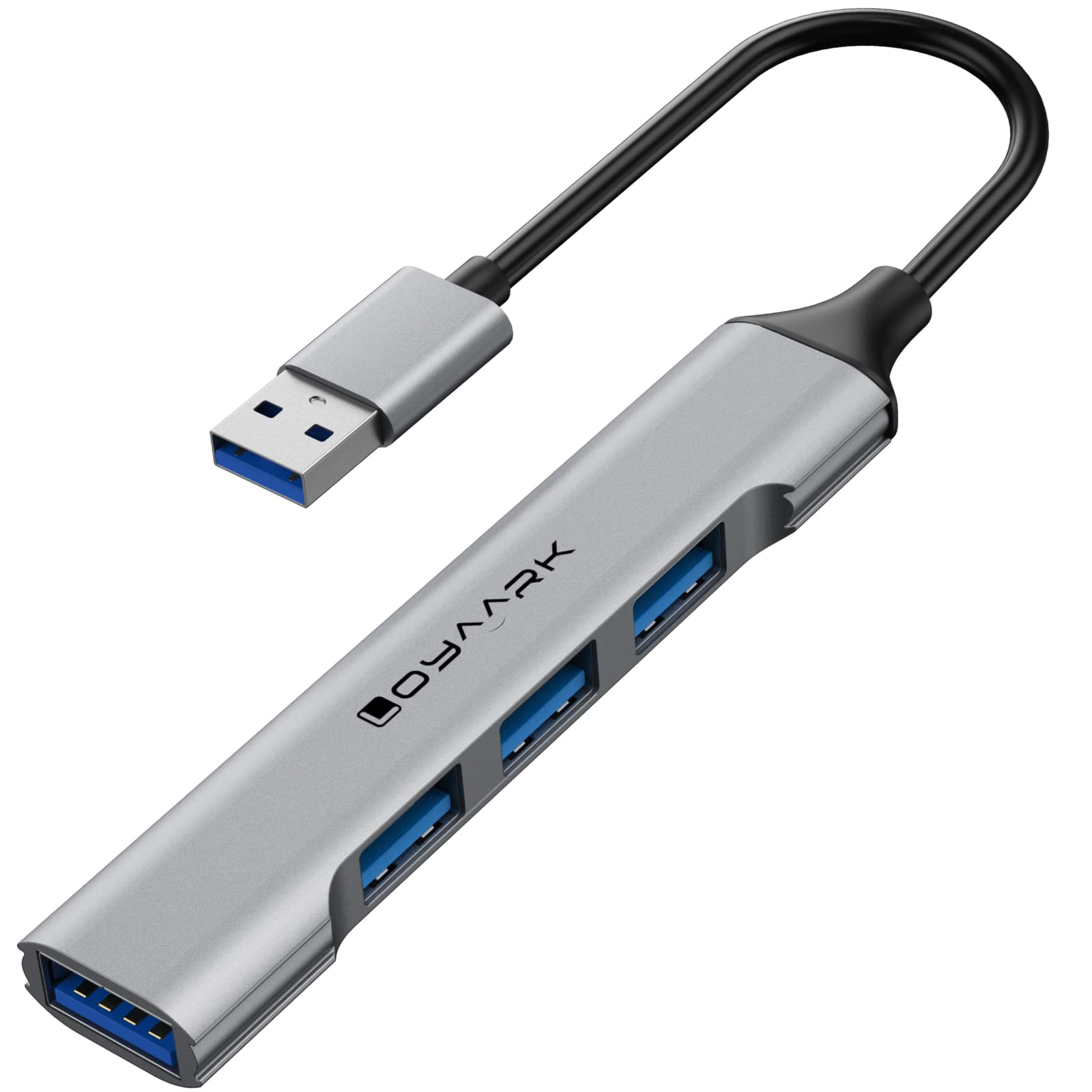 Loya Ark 4-Port USB Hub - USB 3.0 & 2.0 Adapter Expander for Laptop, MacBook, iMac, PC - Aluminum USB Splitter for Home Office, Gaming & Data Transfer