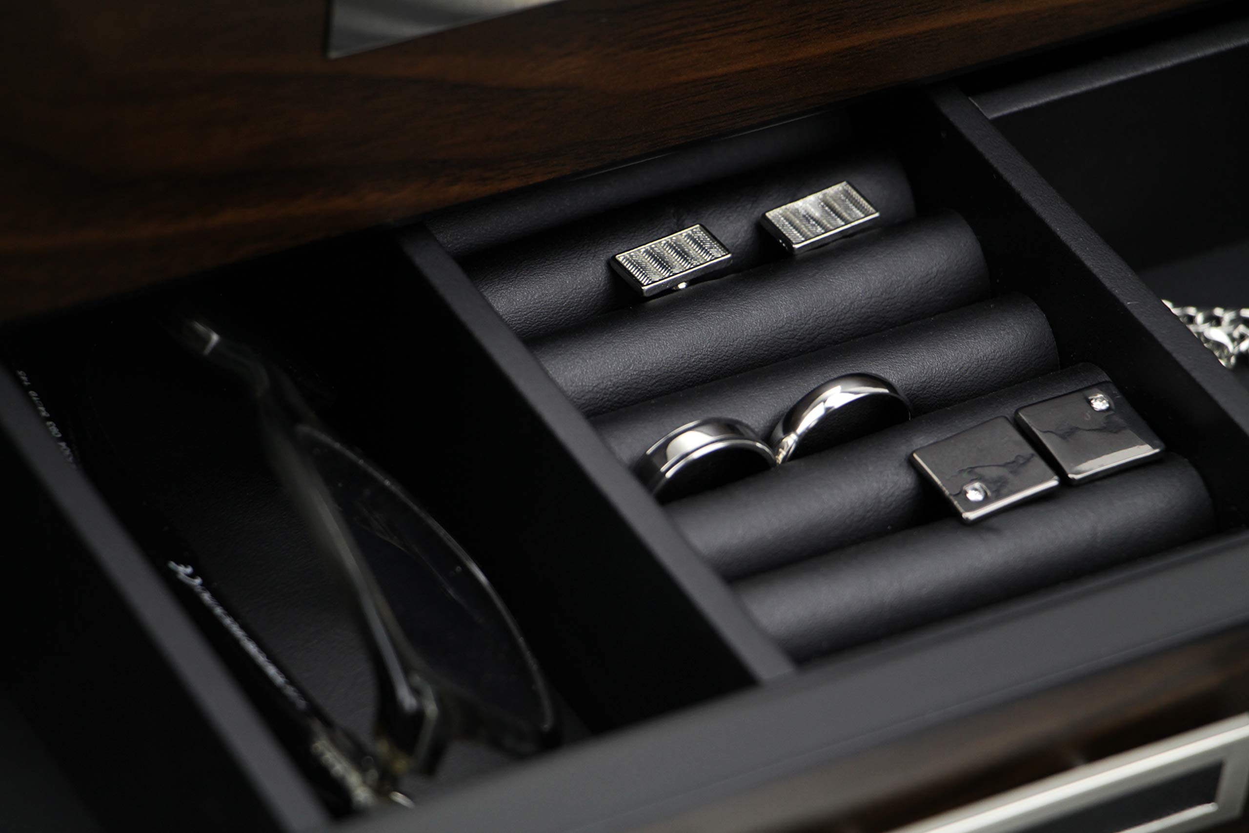 Premium Wooden Watch Box Organizer - Luxury Valet Storage for Watches, Sunglasses & Jewelry (Brown) - Perfect for Home, Office & Travel Accessory Organization