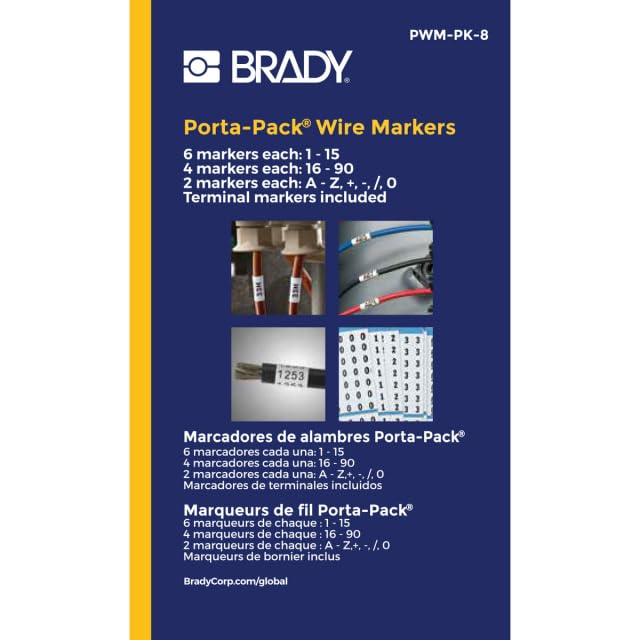 Brady PWM-PK-8 Porta-Pack Wire Marker Page with Legend - 8 Packs of 10 Cards for Electrical Wiring, Cable Labeling & Industrial Organization | Perfect for Electricians, Technicians & DIY Projects