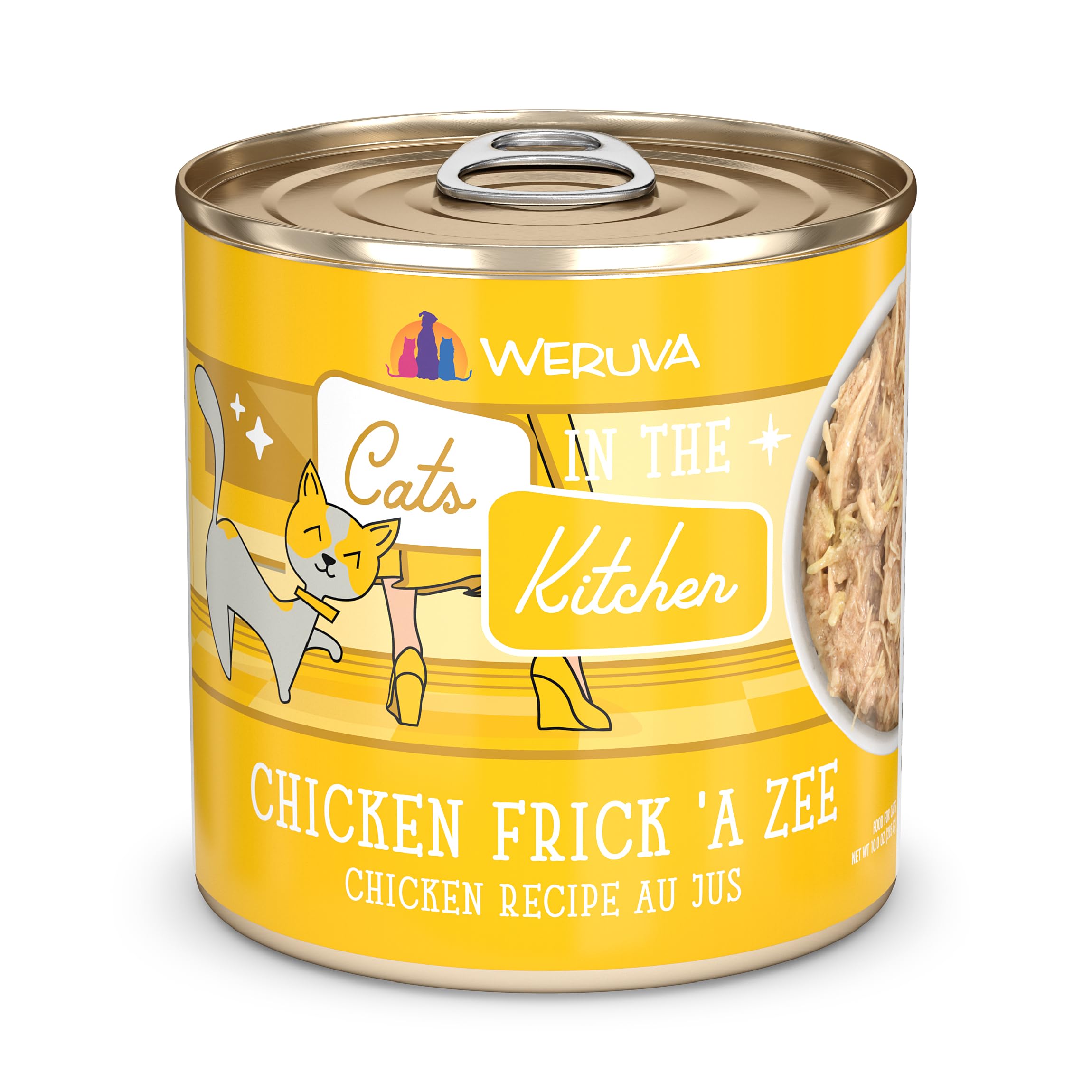 Weruva Cats in The Kitchen Chicken Frick 'A Zee Wet Cat Food - Grain-Free, Natural Chicken Recipe in Gravy, 10oz Cans (Pack of 12) - Perfect for Adult Cats' Daily Meals & Special Treats