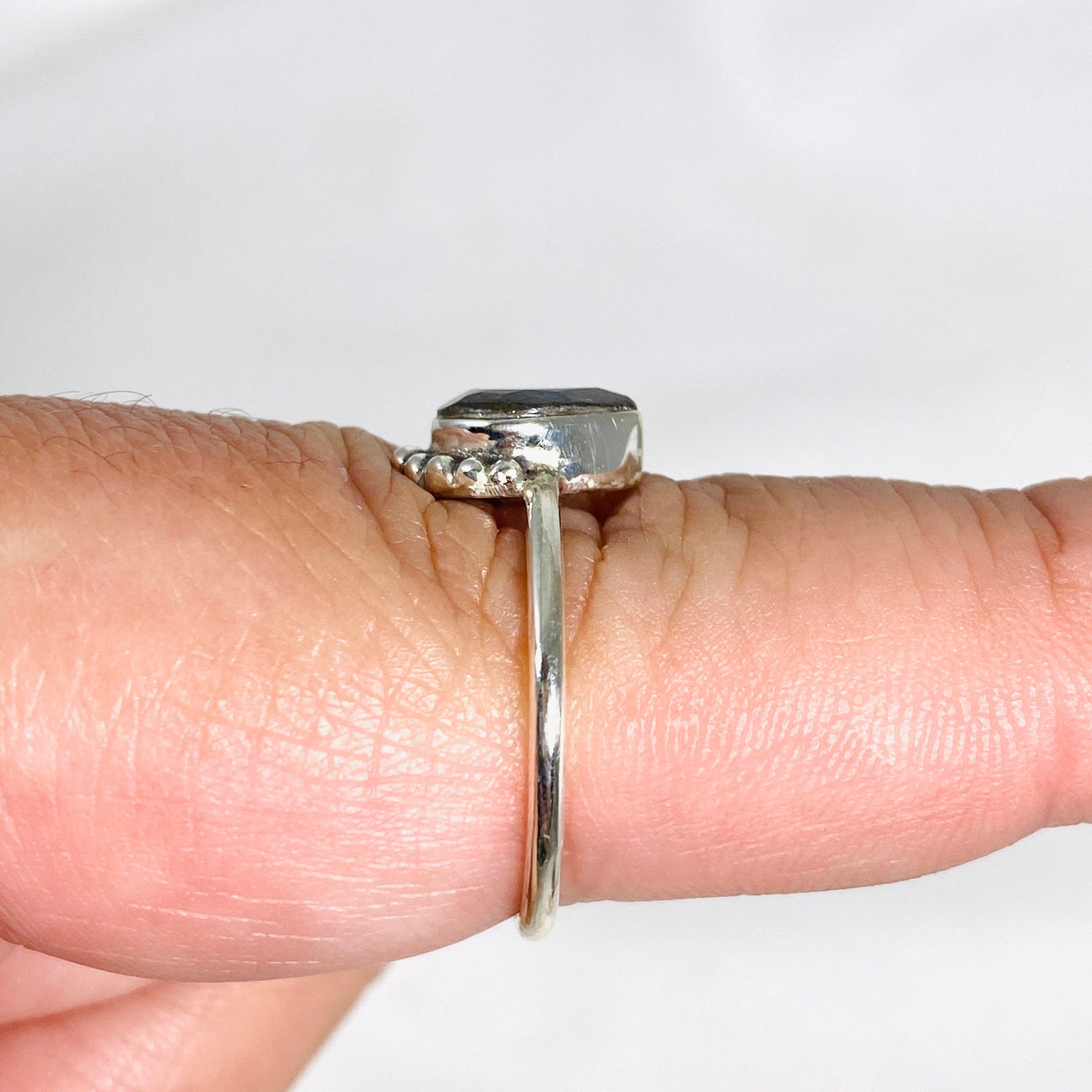 Labradorite Teardrop Faceted Fine Band Ring R3800 LB - Elegant Crystal Jewelry for Women, Wedding, Party & Special Occasions