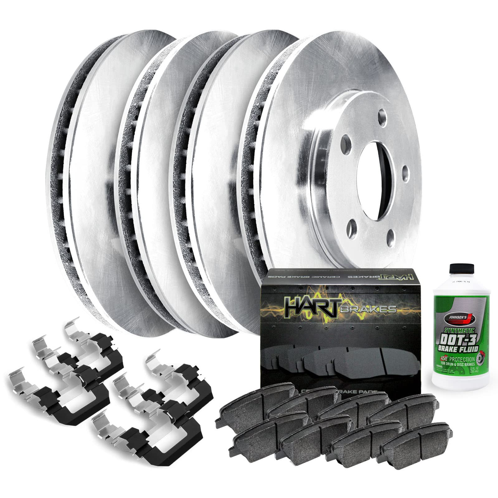 Hart RBBC.54027.42 Front & Rear Brake Kit - Semi-Metallic Brake Pads & Rotors with Hardware | Premium Braking Performance for Cars, Trucks & SUVs | Ideal for Daily Commuting, Highway Driving & Heavy Loads