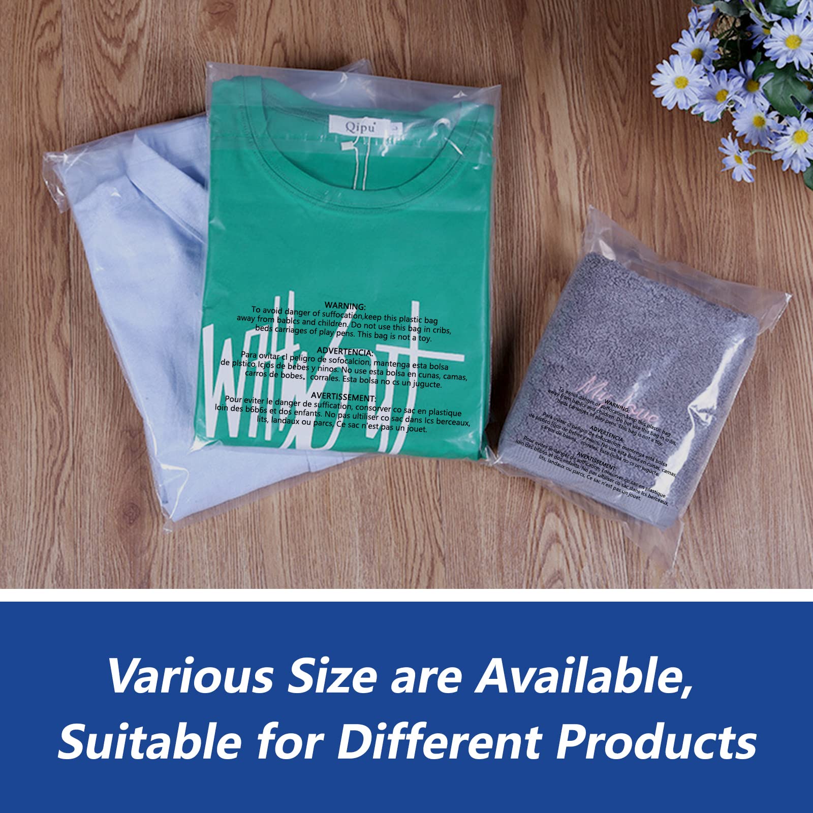 13x15 Inch 1000 Pack Clear Resealable Poly Bags with Suffocation Warning - Perfect for Clothing, Shirts, FBA Packaging & Shipping | Self Seal Adhesive for Secure Storage