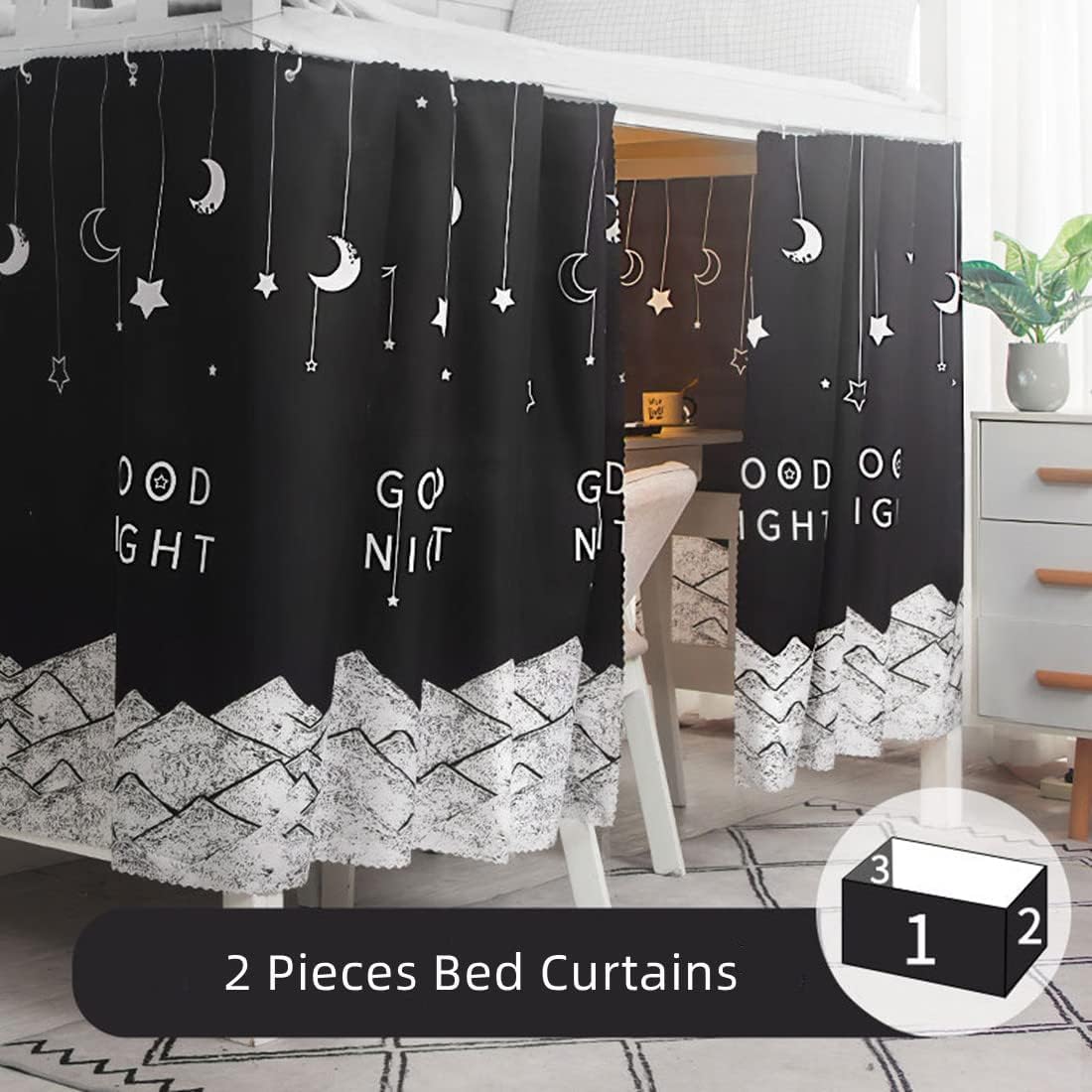 XGOPTS Bottom Bunk Bed Curtains - Blackout Privacy Curtains for Single Beds, Breathable Dustproof Underbed Canopy Tent with Shading Drapes | Perfect for Dorms, Loft Beds & Privacy Protection
