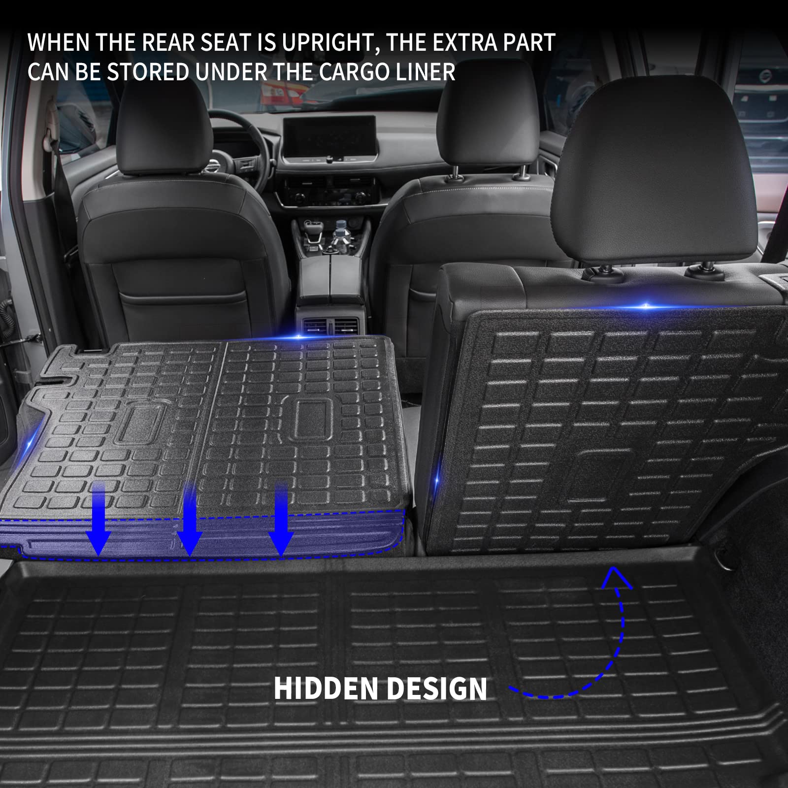 Rongtaod All-Weather Cargo Liner & Back Seat Cover for 2021-2025 Nissan Rogue - Heavy Duty Trunk Mat & Rear Seat Protector Set | Perfect for Road Trips, Camping & Daily Use (2024 Rogue Accessories)