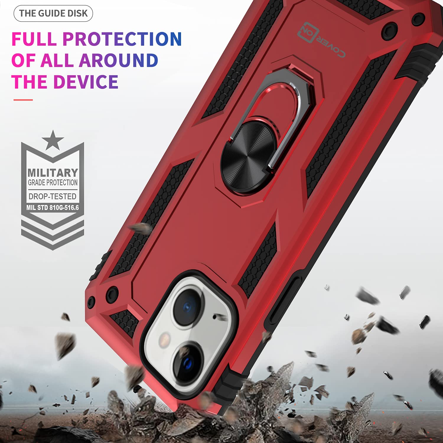 CoverON Rugged Magnetic Case for Apple iPhone 13 - Shockproof Protective Phone Cover with Mount Compatibility (Red) | Perfect for Outdoor Adventures & Daily Protection