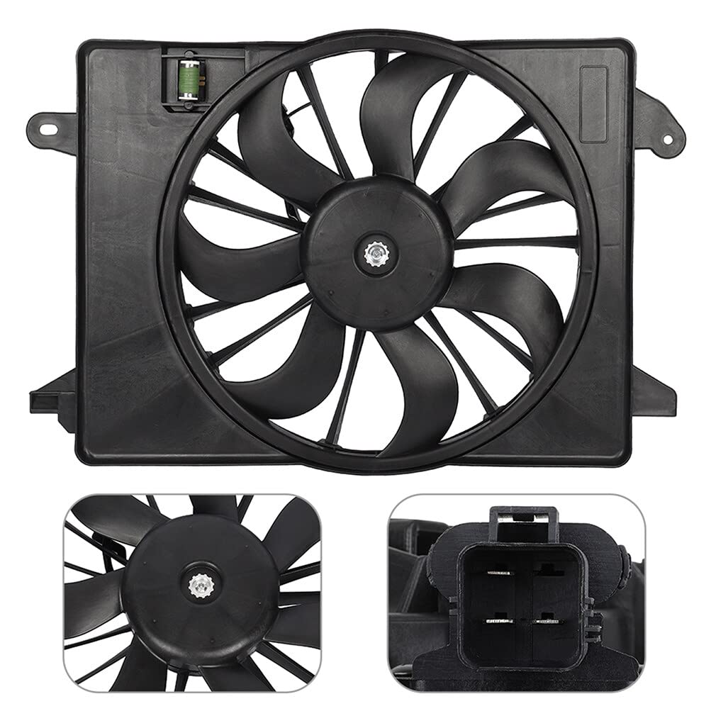 SCITOO 622550 Radiator Cooling Fan Replacement for Chrysler 300 Dodge Challenger Charger 2009-2018 - Perfect for Engine Overheating Prevention & Summer Driving