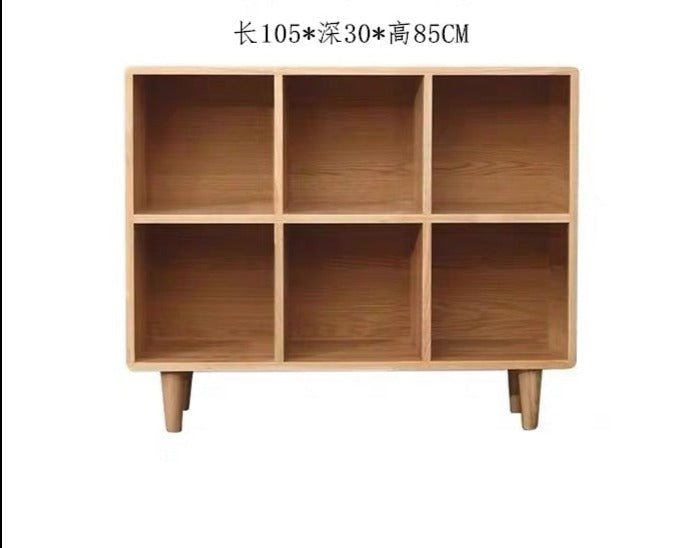 Madison Teak Bookcase Cube - Nordic Style Solid Wood Bookshelf for Living Room, Bedroom, or Office Storage | Modern Book Organizer with 6 Storage Cubes