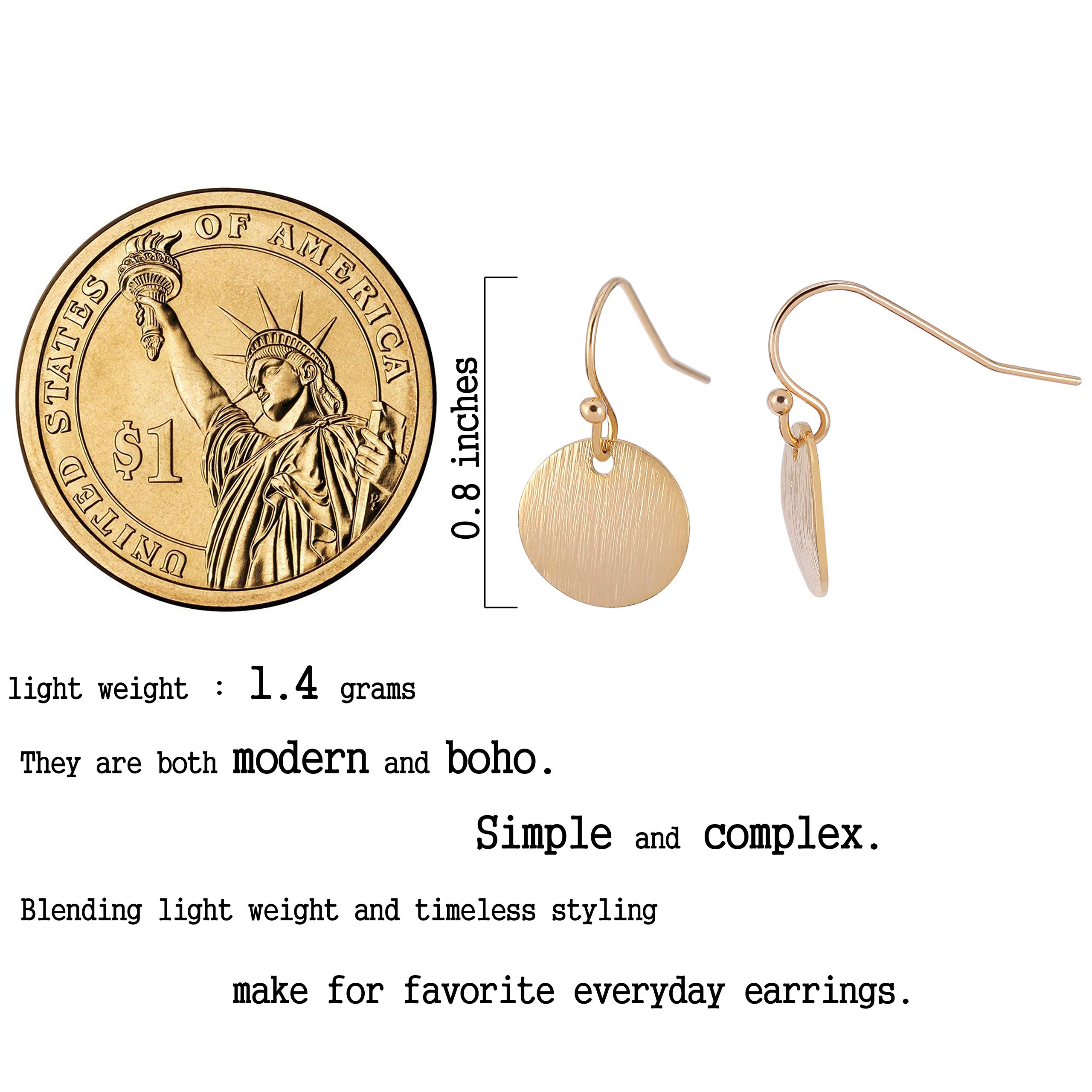 18K Gold Dangle Drop Earrings for Women - Small Round Disc Sun Hoop Earrings, Minimalist Jewelry Gift for Girls | Perfect for Parties, Weddings & Everyday Wear