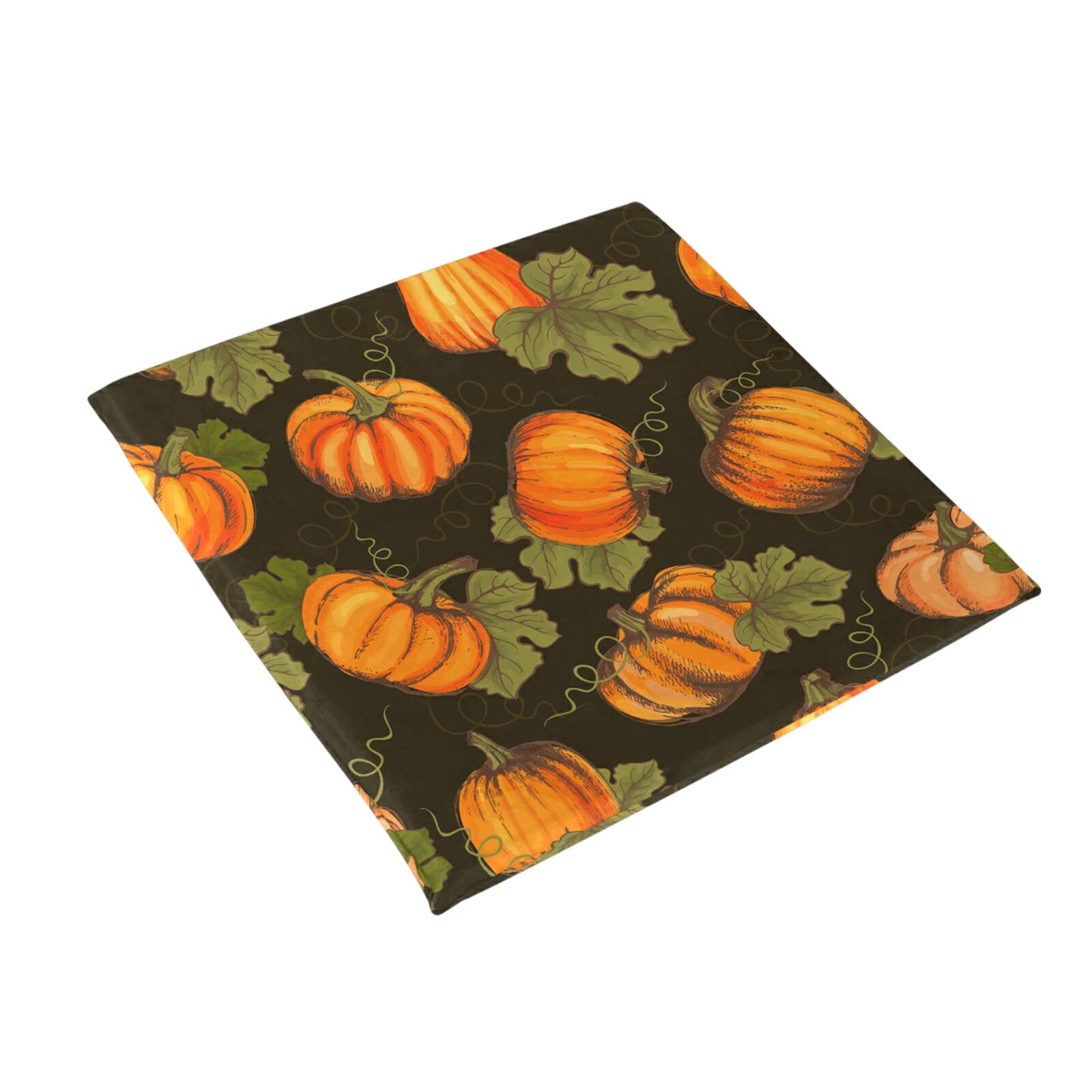 Memory Foam Square Chair Cushion 15.7x15.7x1.2 Inch - Fall Pumpkin Design for Thanksgiving & Halloween - Comfortable Seat Pad for Gaming Chair, Office Chair, Rocking Chair - Perfect for Home, Office & Seasonal Decor