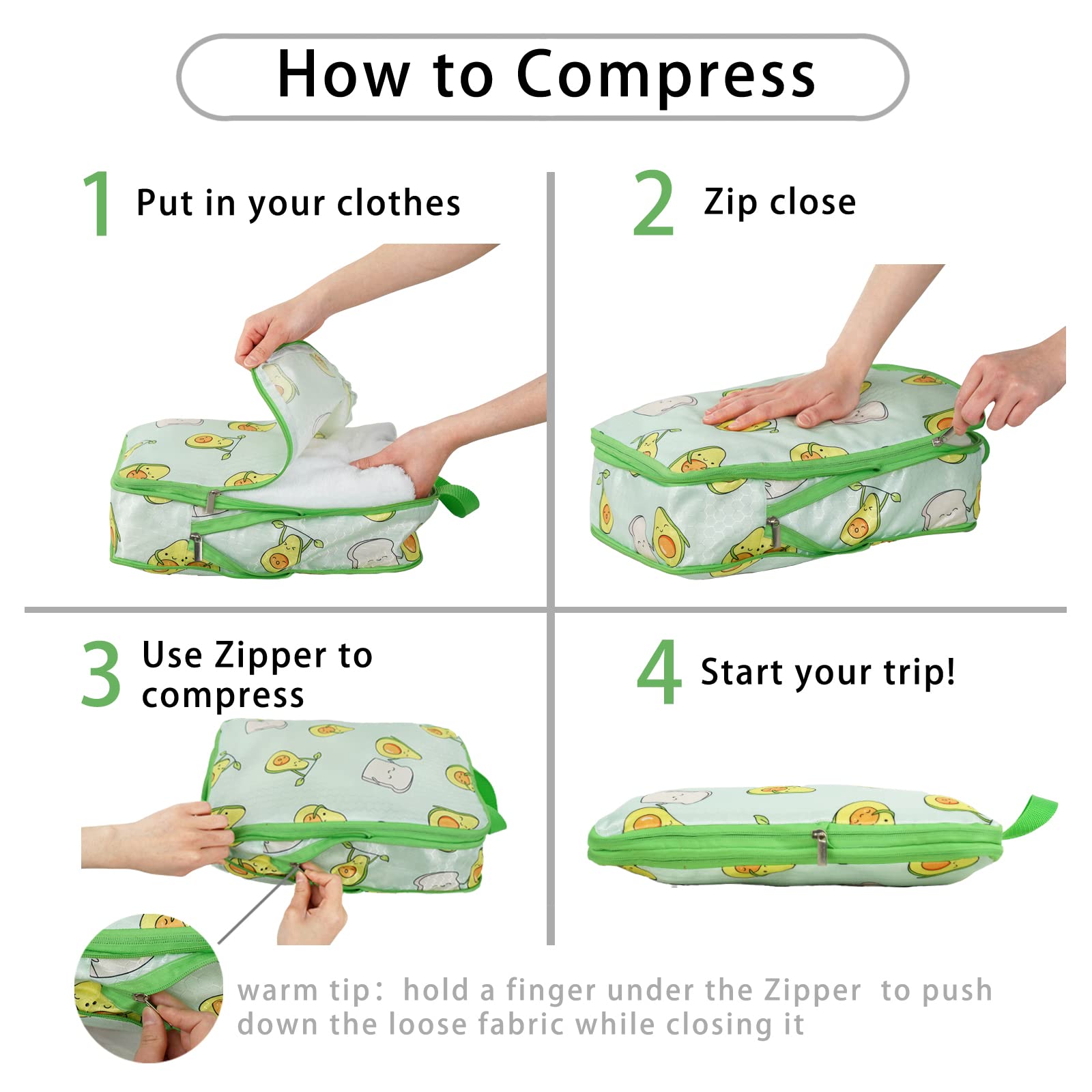 6-Piece Compression Packing Cubes Set - Lightweight Nylon Luggage Organizers for Suitcases & Backpacks | Washable Travel Storage Bags for Clothes, Shoes & Accessories | Perfect for Business Trips, Vacations & Weekend Getaways