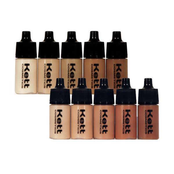 Kett Hydro Foundation Trial Pack - 5 Count of 6ml Bottles | Oil-Free, Long-Lasting Makeup for Sensitive Skin | Perfect for Travel & Everyday Use