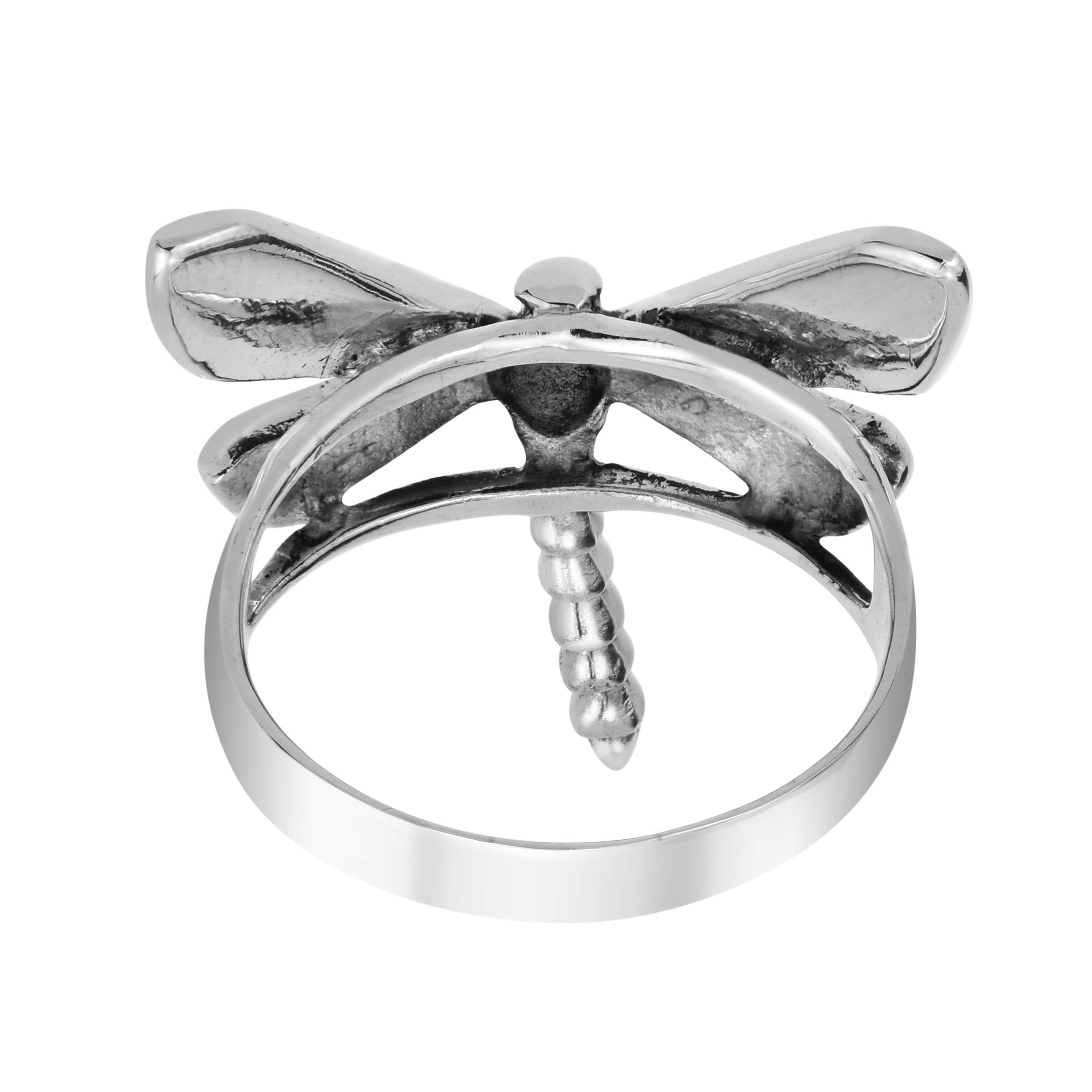 AeraVida Whimsical Dragonfly Abalone Shell Inlay .925 Sterling Silver Ring for Women | Elegant Wedding Band, Trendy Comfort Fit Jewelry | Perfect Gift for Daughter, Wife, Girlfriend | Available in Sizes 6-10 | Ideal for Weddings, Anniversaries, Birthdays & Everyday Wear
