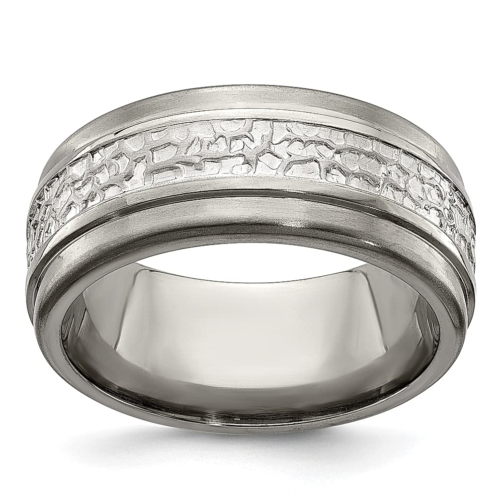 ICE CARATS Edward Mirell Titanium 925 Sterling Silver Brushed 9mm Band Ring - Classic Flat Wedding Ring for Men, Durable Precious Metal Jewelry - Perfect Gift for Dad, Husband & Him - Ideal for Anniversaries, Engagements & Special Occasions